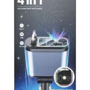 Retractable 4 in 1 Starry Sky car charger with LED lights JF006